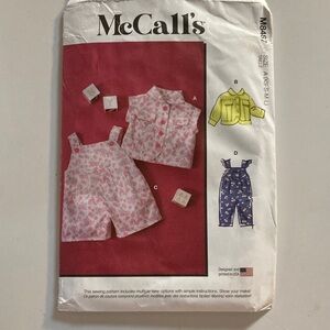 McCall's M8487 infant Sewing Pattern vest jacket overalls XS S M L  NB to 18 m